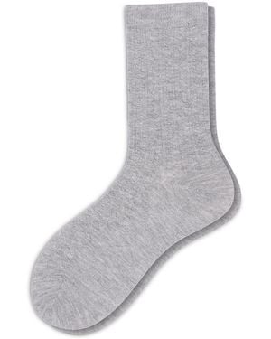 Hue Ribbed Cable Crew Socks - Gray