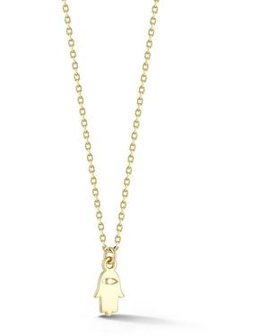 Moon & Meadow 14K Tiny Hamsa Hand Pendant Necklace, 16-17 - Metallic