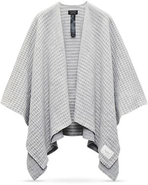 Rag & Bone Joni Waffle Wool Poncho - Gray