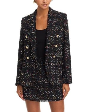 Aqua Tweed Cutaway Blazer - Black