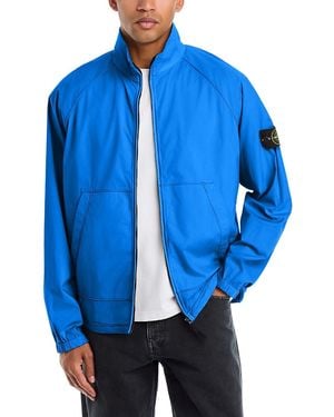 Stone Island Paracadute Stretch Cotton Poplin Zip Up Jacket - Blue