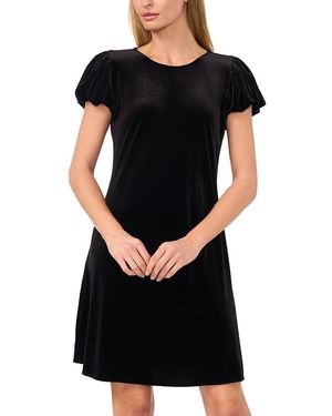 Cece Velvet Bubble Sleeve Mini Dress - Black