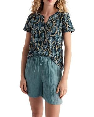 Seasalt Cornwall Waterflow Short Sleeve Top - Blue