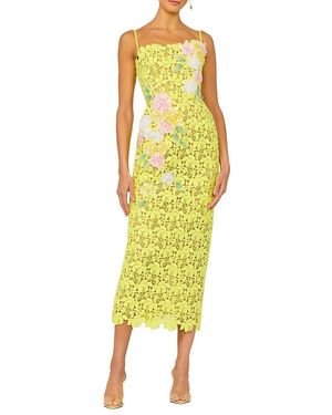 HELSI Georgia Fitted 3D Floral Midi Dress - Yellow