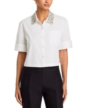 Toccin Zadie Cotton Embellished Cropped Shirt - White