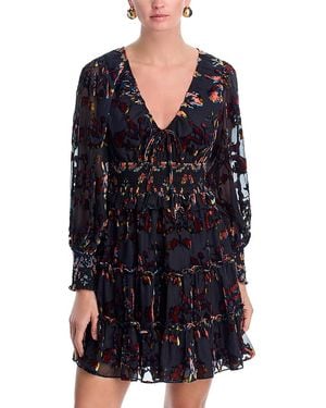 Aqua Velvet Burnout Mini Dress - Black