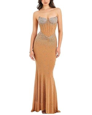 Miss Circle Fatima Embellished Sleeveless Corset Mermaid Maxi Dress - Natural