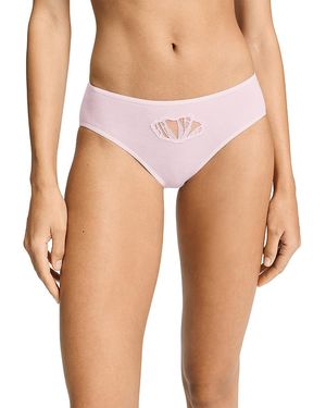 Hanro Rosaria High Cut Cotton Mesh Trim Brief - Pink