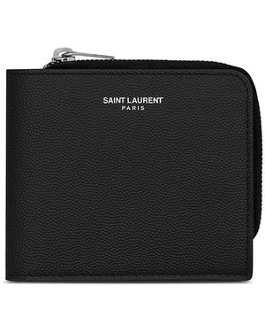 Saint Laurent East/West Zip-Around Wallet - Black