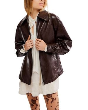 Free People Sloane Faux Leather Jacket - Brown