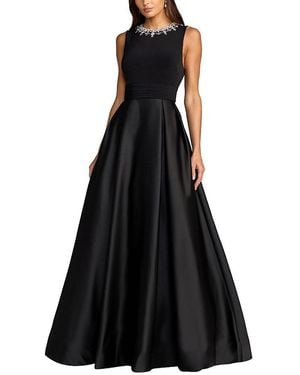 Mac Duggal Petite Embellished High Neck Sleeveless A Line Gown - Black