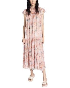 Anna Sui Oasis Blooms Tiered Maxi Dress - Pink