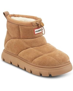 HUNTER Mist Suede Water Resistant Ankle Boots - Brown