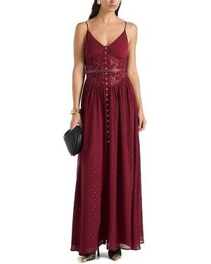 Manière De Voir Rosie Lace Corset Maxi Dress - Red