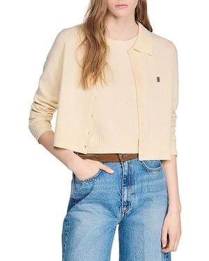 Sandro Wool Blend Cardigan Sweater - Blue