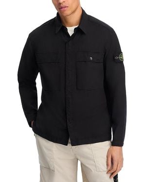 Stone Island Snap Front Overshirt - Black