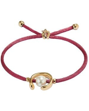 Uno De 50 Mauve Cord Pearl Bracelet - Red