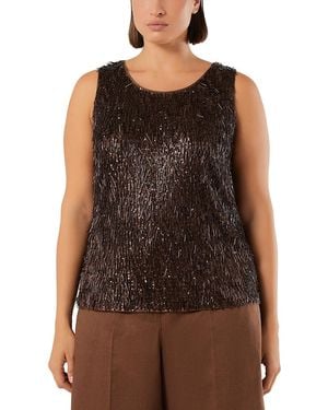 Marina Rinaldi Mrncelebre Sequin Embroidered Tulle Top - Black