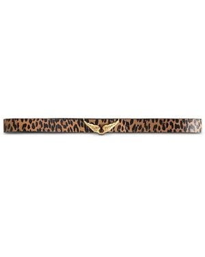 Zadig & Voltaire Zv Wings Reversible Animal Print Leather Belt - White