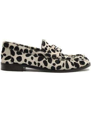 SCHUTZ SHOES Tyche Animal Print Goat Hair Loafers - Black