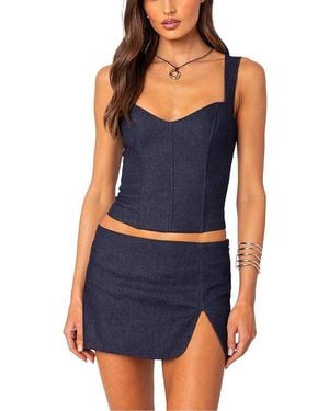 Edikted Jemma Lace Up Denim Corset - Blue