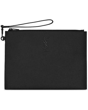 Saint Laurent Cassandre Zipped Tablet Holder - Black