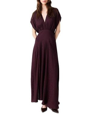 Maje Ridan Jacquard Print Maxi Dress - Purple