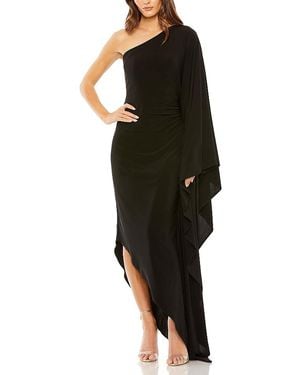 Mac Duggal Ruched Jersey Drop Shoulder Foldover Gown in