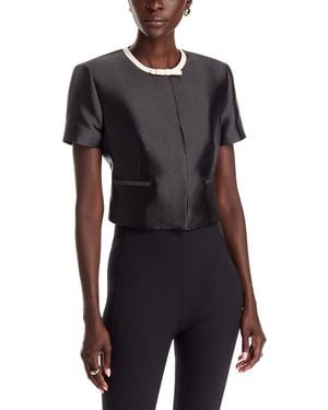 Jonathan Simkhai Naelle Tipped Short Sleeve Top - Black