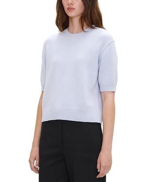 Theory Cashmere Cropped Short Sleeve Sweater - White