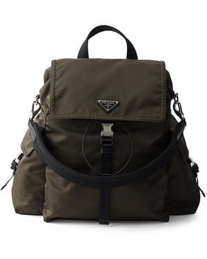 Prada Explore Re-Nylon And Leather Backpack - Black