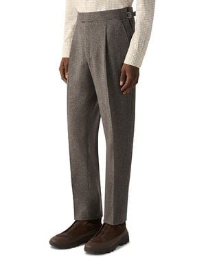 ZEGNA Wool & Cashmere Herringbone Pants - Gray