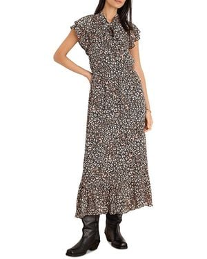 NIC+ZOE Leo Georgette Tie Neck Maxi Dress - Multicolor