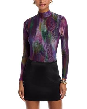 Aqua Turtleneck Mesh Top - Purple