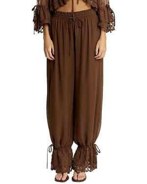Elevator Disco Eleanor Tie Hem Bubble Pants - Brown