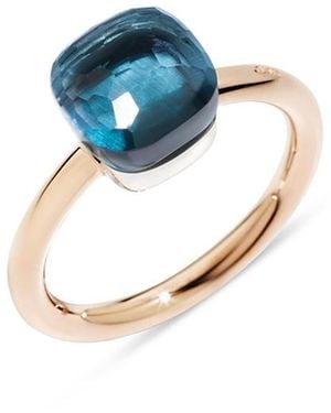 Pomellato 18K & Rose Nudo London Topaz Solitaire Ring - Blue