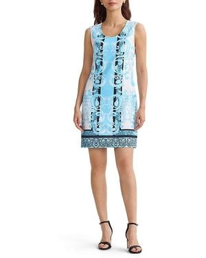 Ming Wang Printed Stretch Deco Crepe Sheath Dress - Blue