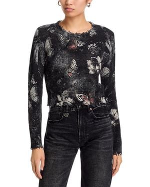 R13 Printed Baby Crewneck Cashmere Sweater - Black