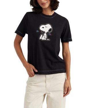 Chinti & Parker Cotton Snoopy Embroidered T-Shirt - Black