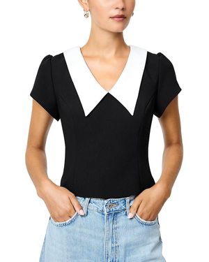 French Connection French Connetion Azra Oversized Collar Top - Black