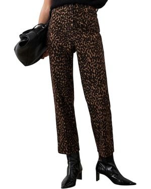 Mint Velvet Leopard Print Velvet Straight Pants - Black