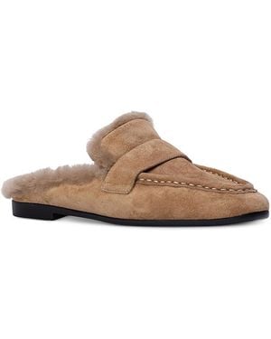 Black Suede Studio Classic Shearling Mule Loafers - Brown