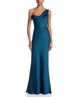Amsale Draped One Shoulder Dress - Blue