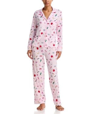 Aqua Long Sleeve Pajama Set - Red