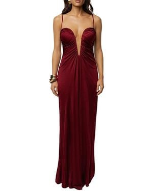 JLUXLABEL Auric Deep Plunge Maxi Dress - Red