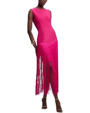 Karen Millen Form Fit Bandage Tassel Hem Mini Dress - Pink