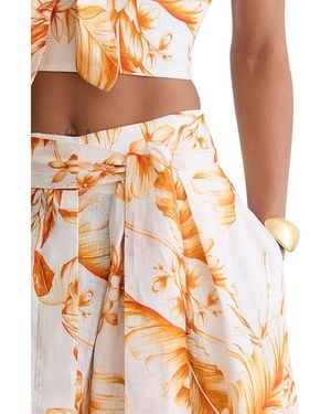 Reiss Milly Floral Print Linen Skirt - Orange