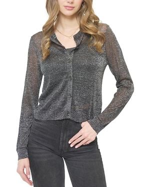 Central Park West Colette Sheer Lurex Cardigan With Cami - Gray