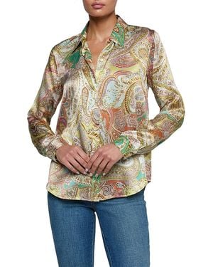 L'Agence Tyler Silk Blouse - Gray