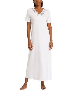 Hanro Moments Short Sleeve Long Gown - White